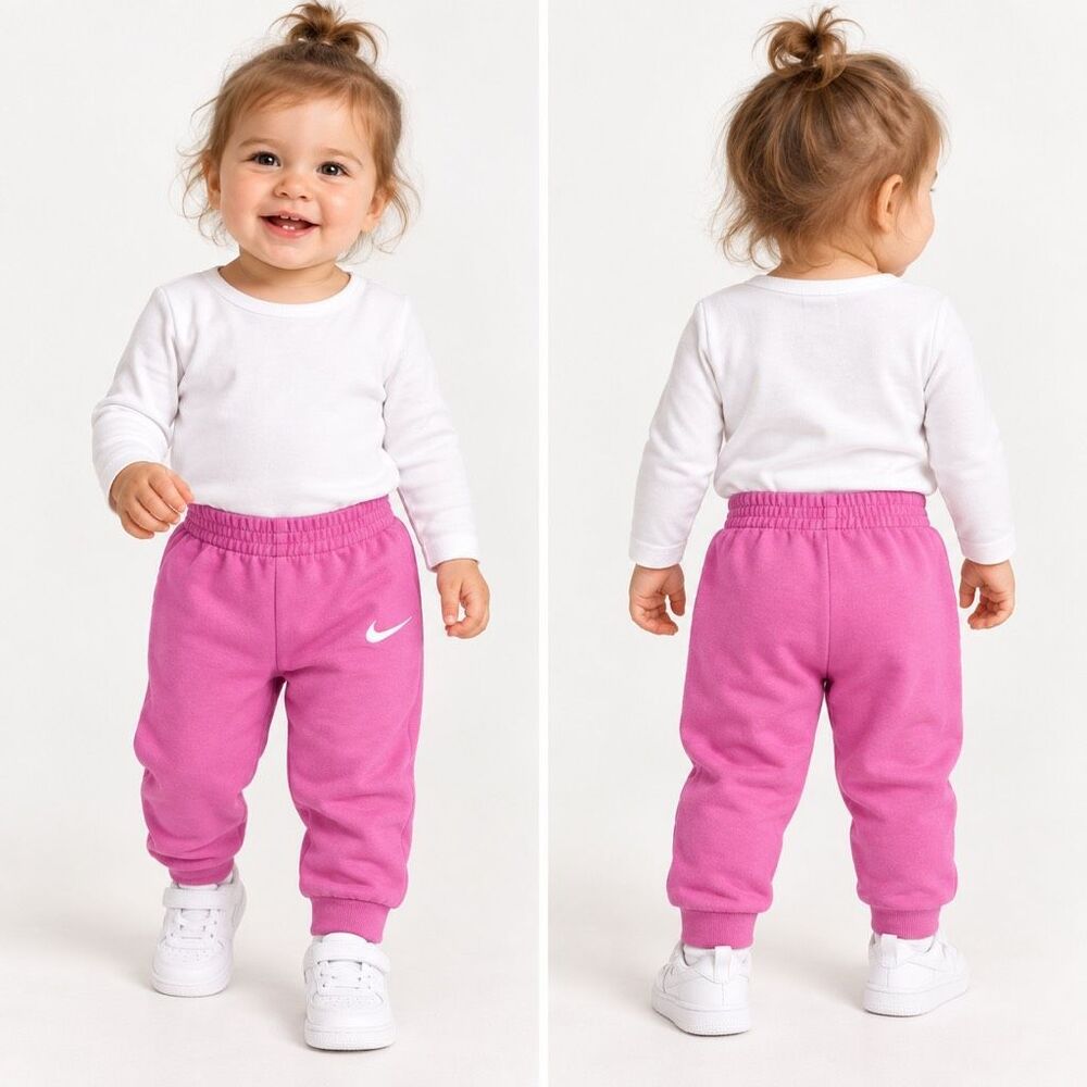 Nike Baby Girls Pink Jogger Sweatpants Size 12M Swoosh Pull On